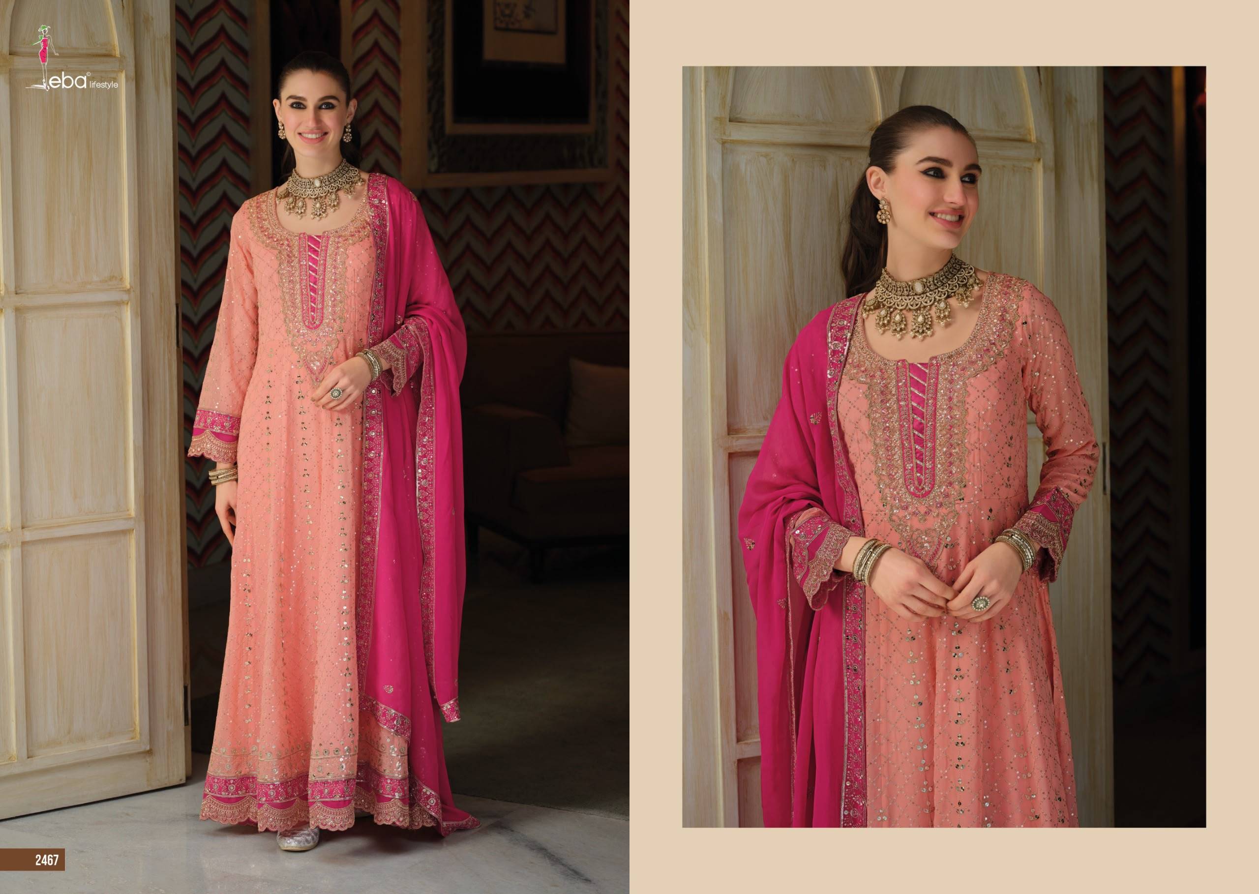 LAAM BY EBA LIFESTYLE 2467 Series Beautiful Festive Suits Colorful Stylish Real Georgette Anarkali Gown At Wholesale Price